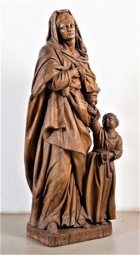 Sculpture Sculpture en Bois - L’éducation de la Vierge - Ecole française du XVIIe